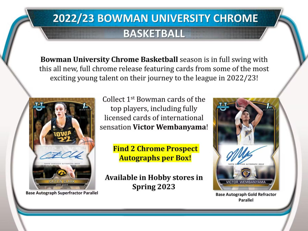 2022-23 Bowman Chrome University Basketball Hobby csomag - I