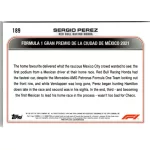 2022 Topps Chrome Formula 1 Racing B&W RayWave Refractor #189 Sergio Perez