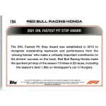 2022 Topps Formula 1 Racing  #194 2021 DHL Fastest Pit Stop Award 