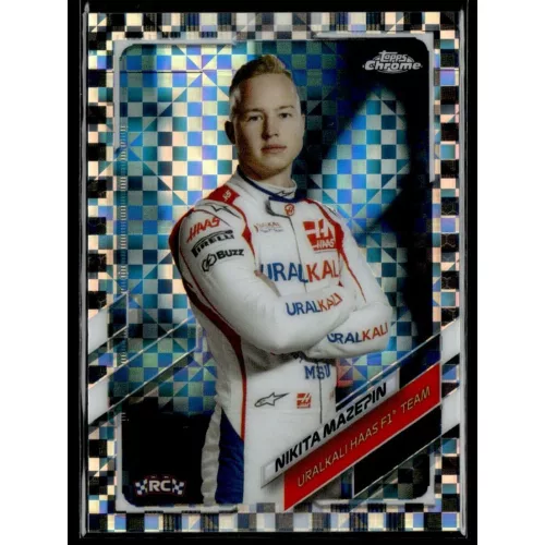 2021 Topps Chrome Formula 1 Racing Checker Flag #18 Nikita Mazepin