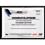 2021 Topps Chrome Formula 1 Racing Autograph #CA-JV Jüri Vips 22/25