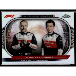   2022 Topps Chrome Formula 1 Racing Constructors Coalition #CC-AR Valtteri Bottas/Zhou Guanyu