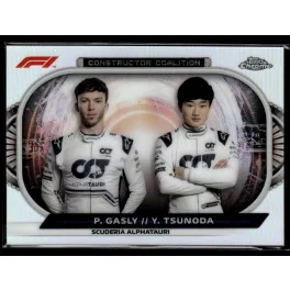   2022 Topps Chrome Formula 1 Racing Constructors Coalition #CC-AT Pierre Gasly/Yuki Tsunoda