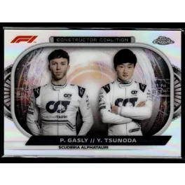   2022 Topps Chrome Formula 1 Racing Constructors Coalition #CC-AT Pierre Gasly/Yuki Tsunoda