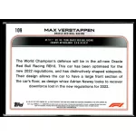 2022 Topps Chrome Formula 1 Racing  #109 Max Verstappen