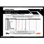 2023 Topps Chrome Formula 1 F1 Drivers #12 Sergio Perez 