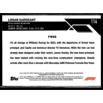 2023 Topps Chrome Formula 1 F1 Cars #116 Logan Sargeant 