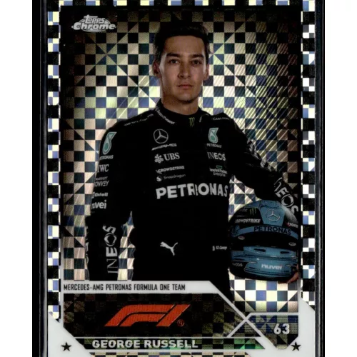 2023 Topps Chrome Formula 1 Checker Flag X-Fractors F1 Drivers #13 George Russell 
