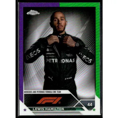 2023 Topps Chrome Formula 1 Purple Green Refractors F1 Drivers #21 Lewis Hamilton 
