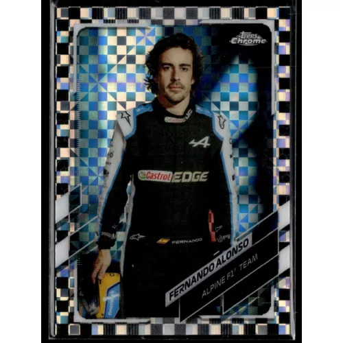 2021 Topps Chrome Formula 1 Checker Flag Refractors #9 Fernando Alonso 