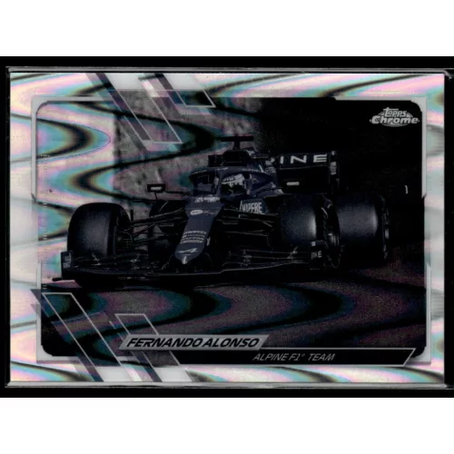 2021 Topps Chrome Formula 1 Black and White RayWave Refractors #104 Fernando Alonso 