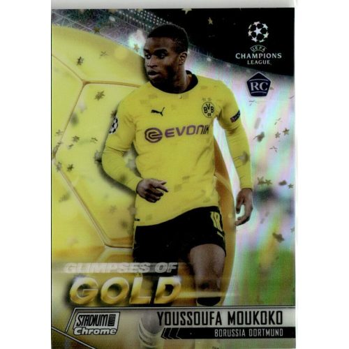 2020-21 Topps Stadium Club Chrome UEFA Champions League Glimpses of Gold #GG-YM Youssoufa Moukoko