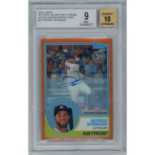 2018-2019 Topps Silver Pack Autograph Orange Refractor BGS- 9 MINT (AU 10) #73 George Springer 