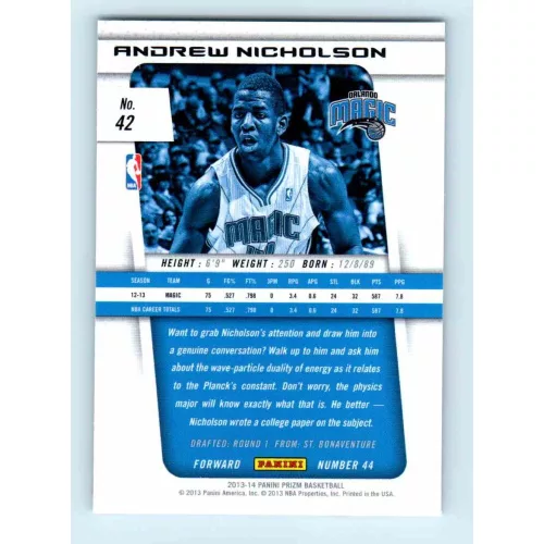 2013-14 Panini Prizm Base #42 Andrew Nicholson