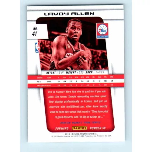 2013-14 Panini Prizm Base #41 Lavoy Allen