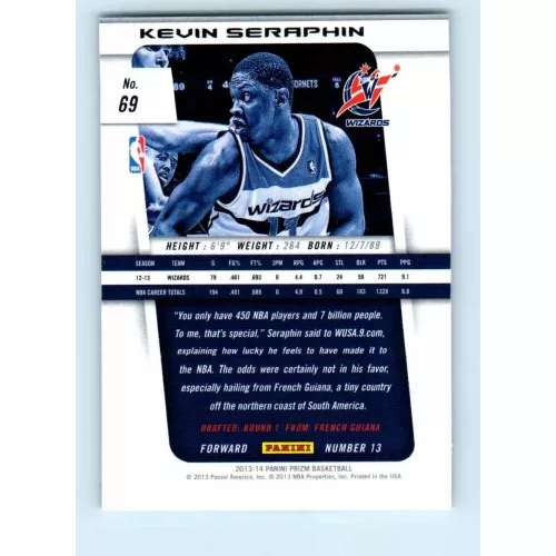2013-14 Panini Prizm Base #69 Kevin Seraphin