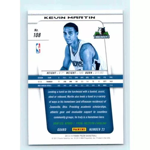 2013-14 Panini Prizm Base #108 Kevin Martin