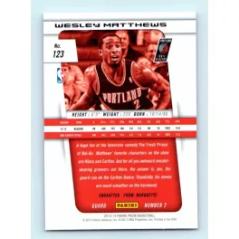 2013-14 Panini Prizm Base #123 Wesley Matthews