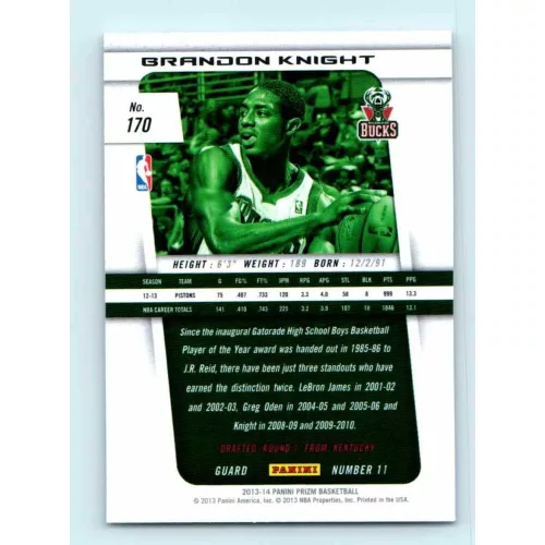 2013-14 Panini Prizm Base #170 Brandon Knight