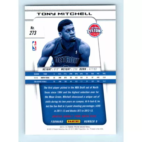 2013-14 Panini Prizm Base #273 Tony Mitchell RC