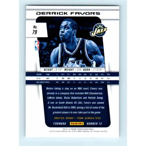 2013-14 Panini Prizm Base #79 Derrick Favors
