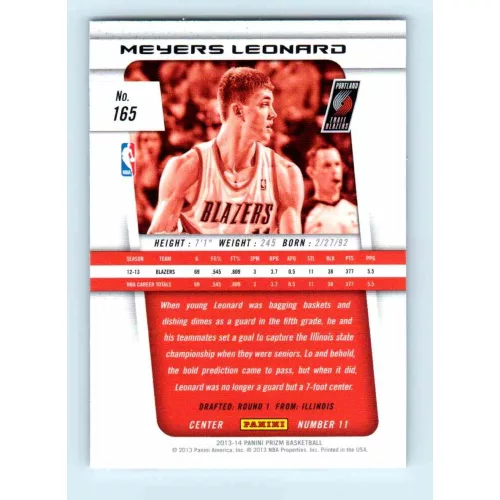 2013-14 Panini Prizm Base #165 Meyers Leonard
