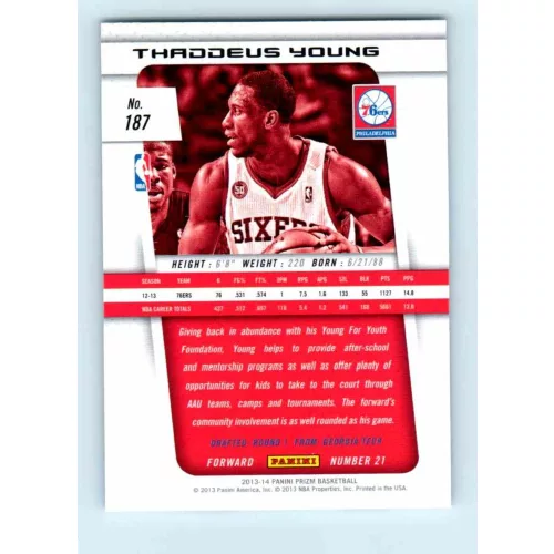 2013-14 Panini Prizm Base #187 Thaddeus Young