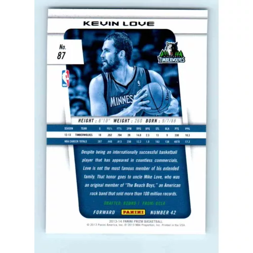 2013-14 Panini Prizm Base #87 Kevin Love