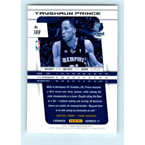 2013-14 Panini Prizm Base #169 Tayshaun Prince