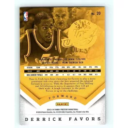 2013-14 Panini Prestige Base #20 Derrick Favors