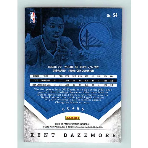 2013-14 Panini Prestige Base #54 Kent Bazemore