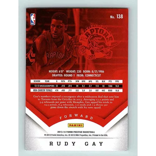 2013-14 Panini Prestige Base #138 Rudy Gay