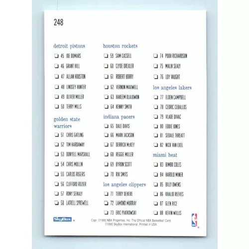 1995-96 Skybox NBA Hoops Series 1 Checklist #248 .