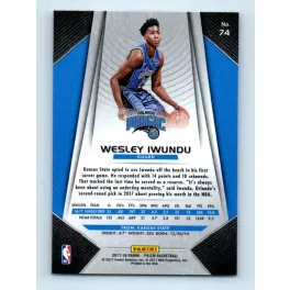 2017-18 Prizm Basketball Base # 74 Wesley Iwundu