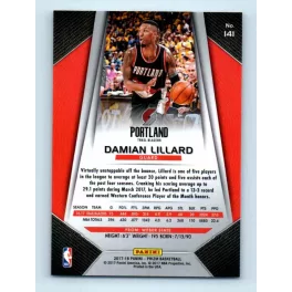 2017-18 Prizm Basketball Base # 141 Damian Lillard