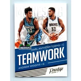   2016-17 Panini Prestige Teamwork # 27 Andrew Wiggins/Karl-Anthony Towns