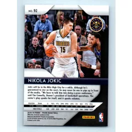 2018-19 Panini Prizm  # 92 Nikola Jokic