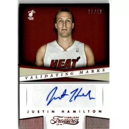   2013-14 Panini Timeless Treasures Validating Marks Ruby  # 43 Justin Hamilton