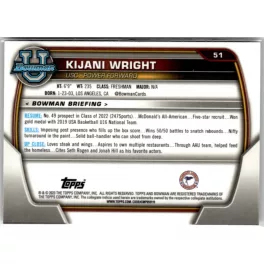 2022-23 Bowman Chrome University  #51 Kijani Wright