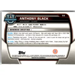 2022-23 Bowman Chrome University  #58 Anthony Black