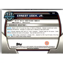 2022-23 Bowman Chrome University  #62 Ernest Udeh