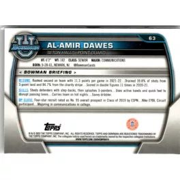 2022-23 Bowman Chrome University  #63 Al-Amir Dawes