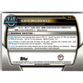   2022-23 Bowman Chrome University Shimmer Refractors #71 Kris Murray