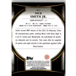   2022-23 Bowman Chrome University Invicta  #BI-2 Nick Smith Jr.