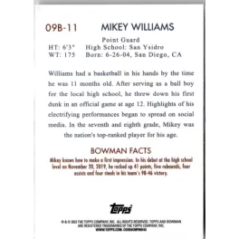   2022-23 Bowman Chrome University 2009  #09B-11 Mikey Williams