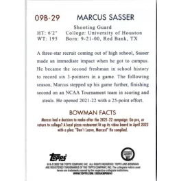 2022-23 Bowman Chrome University 2009  #09B-29 Marcus Sasser