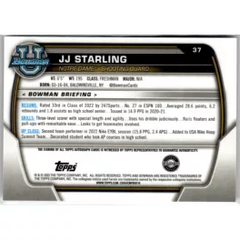   2022-23 Bowman Chrome University Prospect Autographs  #37 JJ Starling