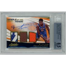   2017-06 Panini Absolute Memorabilia Tools of the Trade Three Swatch Signatures Orange BGS - 8.5 NM-MT+ #TT3-FN Frank Ntilikina 15/25