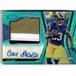   2020 Panini Absolute Freshman Fabric Materials Autos Teal PATCH 0 #225 Cam Akers 22/50