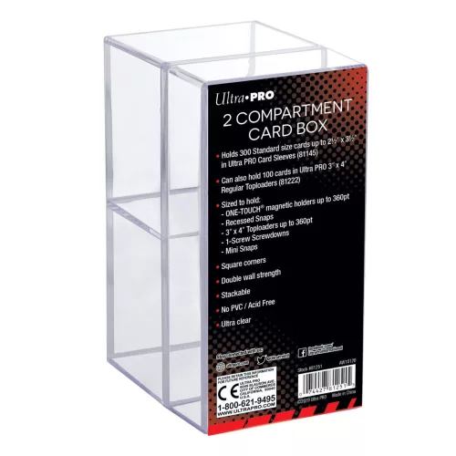 Ultra Pro two compartment card box for toploaders and magnetic holders